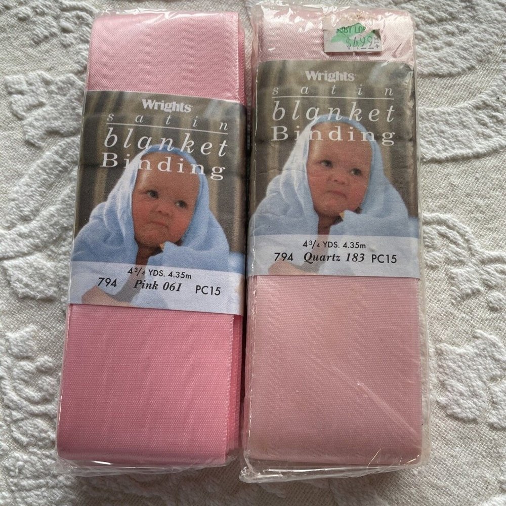 Wrights Pink Polyester Satin Blanket Binding 4.75 yd X 2" PC15 794 061 And 183